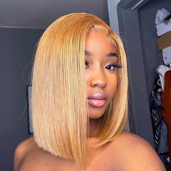 $129/2 Wigs | V Part Glueless Wear & Go Water Wave Wig + 8Inch #27 Honey Blonde Straight Bob 4X4 Lace Closure Wig