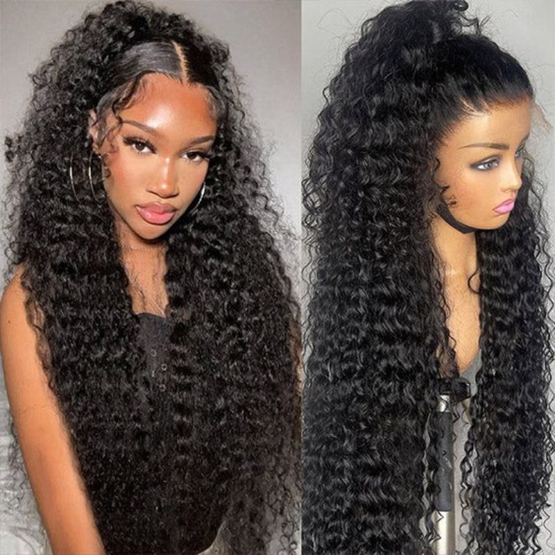 Zlike Deep Wave Wig Transparent Lace Front Wigs Pre Plucked Natural Hairline