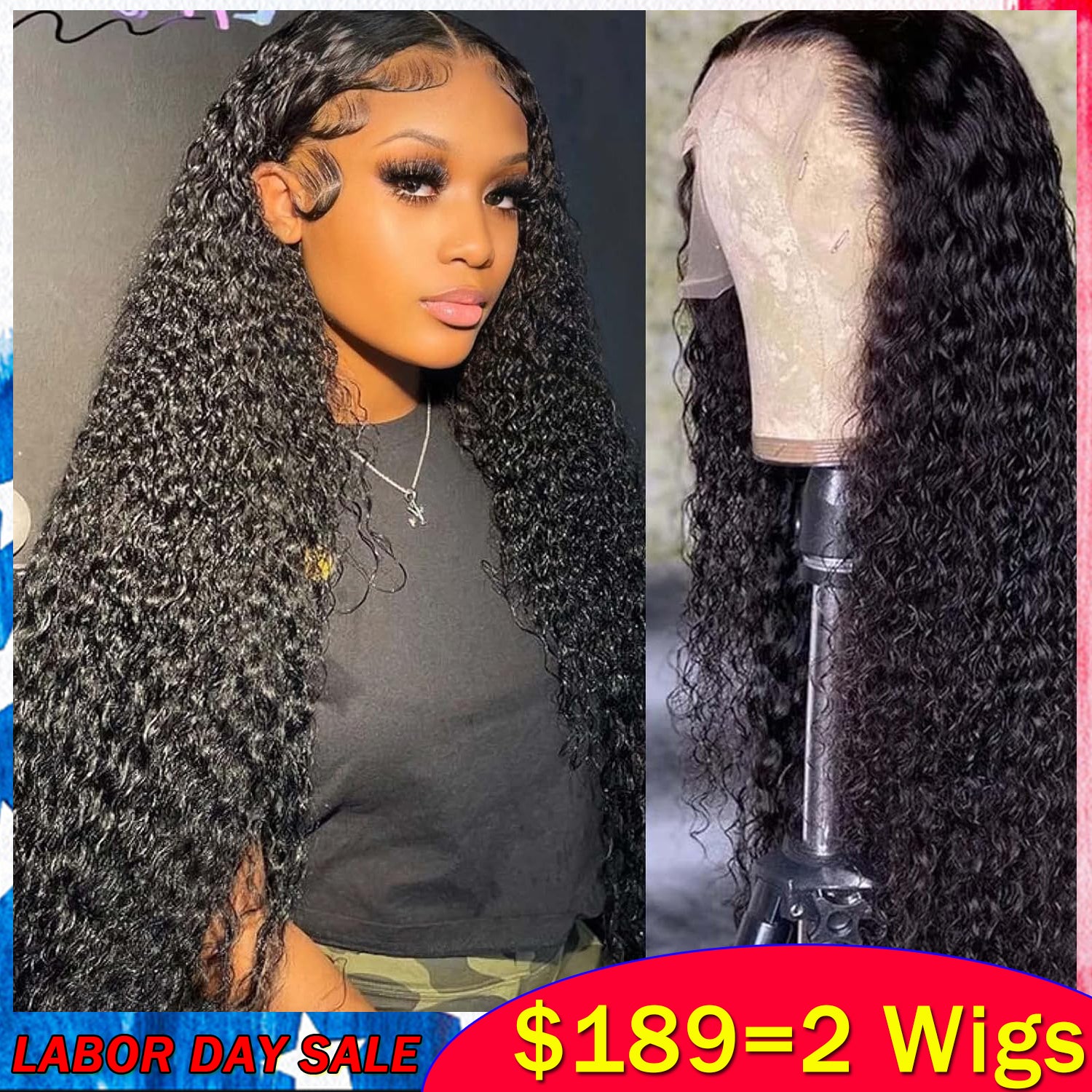 $189=2 Wigs | 13X4 Water Wave Lace Front Wig 100% Human Hair Wigs Natural Hairline Flash Sale