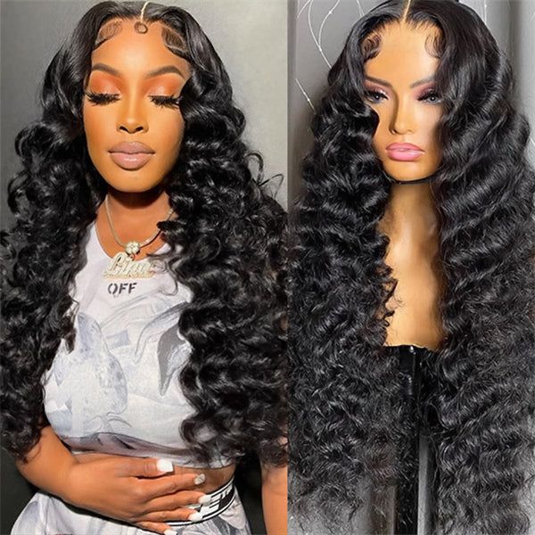 Hairline Loose Deep Wave 13x4 HD Transparent Lace Fornt Virgin Human Wigs