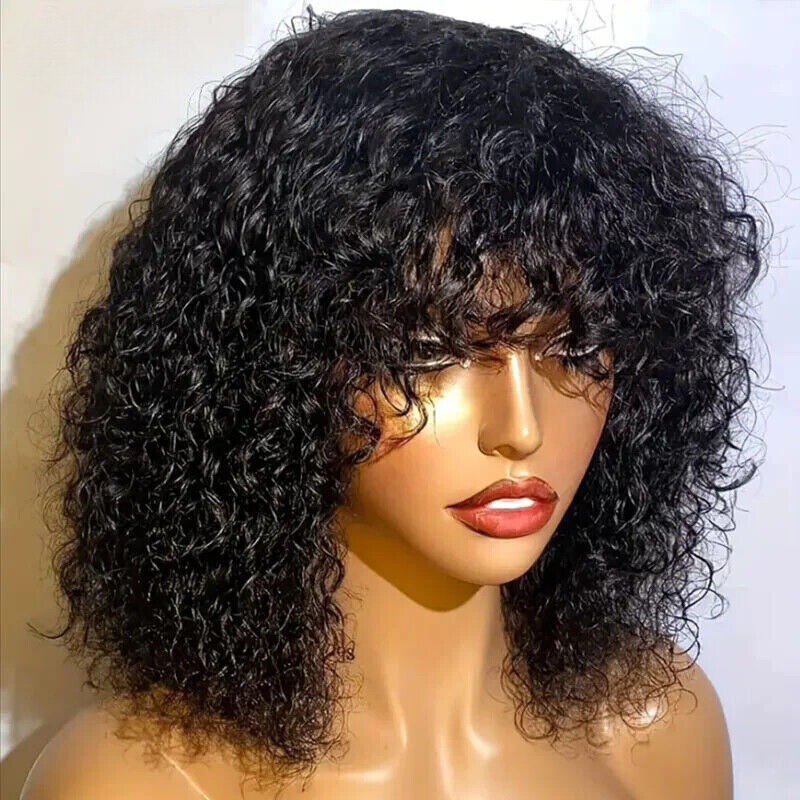 Zlike Breathable Cap Ready To Go Bouncy Jerry Curl Glueless No Lace Curly Wig With Bangs