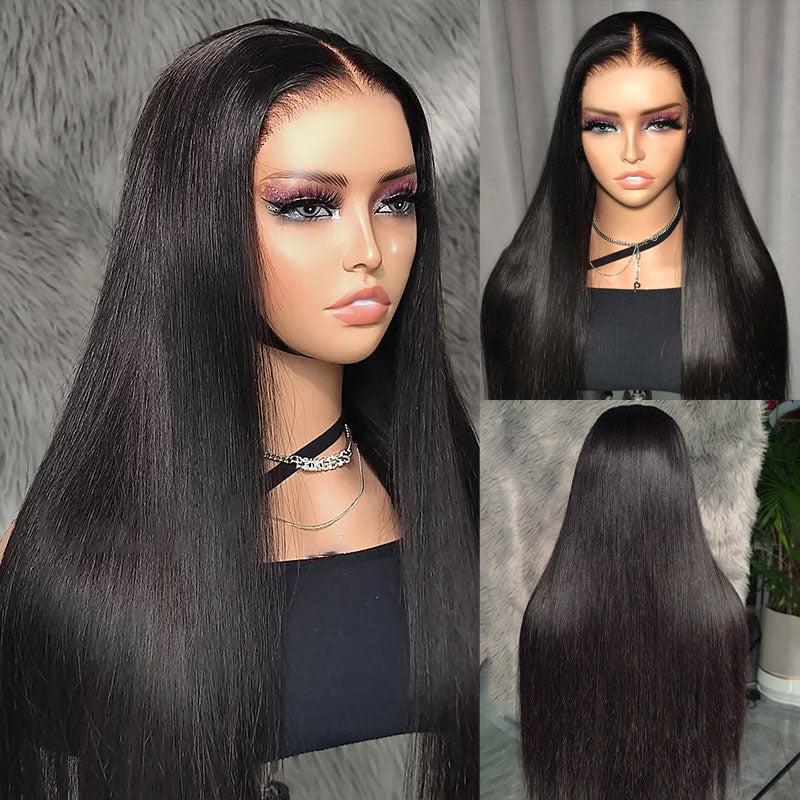 Ready Go Glueless Silky Straight 5x5 HD Lace Closure Human Hair Wigs Beginner Friendly