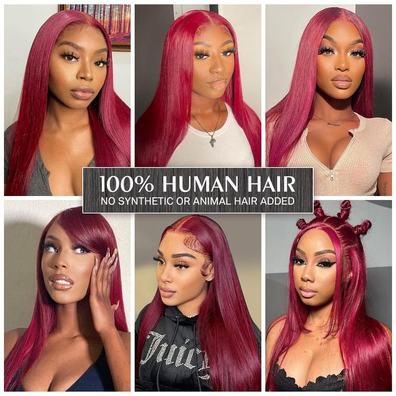 99J Straight Human Hair Wigs Red Colored Transparent Lace Front Wigs With Baby Hair-Zlike