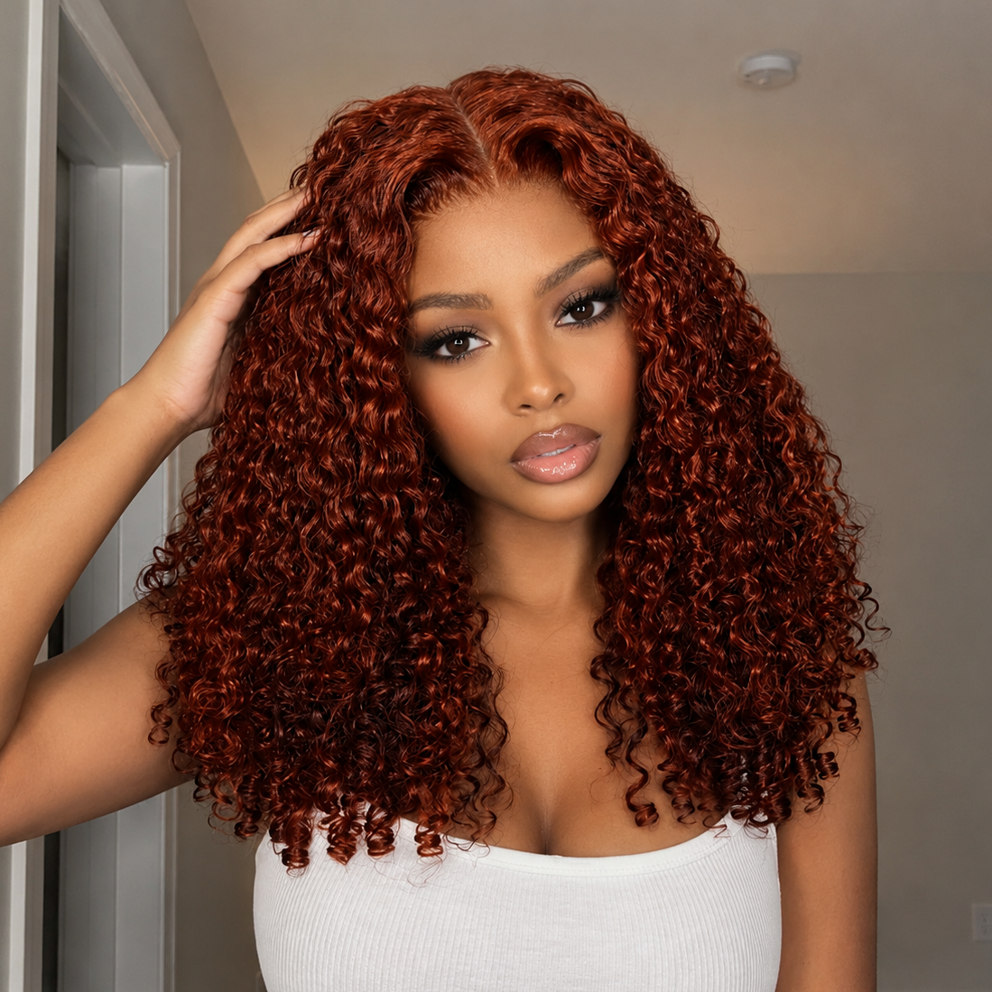 Zlike 250% Density Fluffy Layer Burmese Curly Wigs Pre-cut 7x5 Transparent Lace Closure Human Hair Wigs With Drawstring