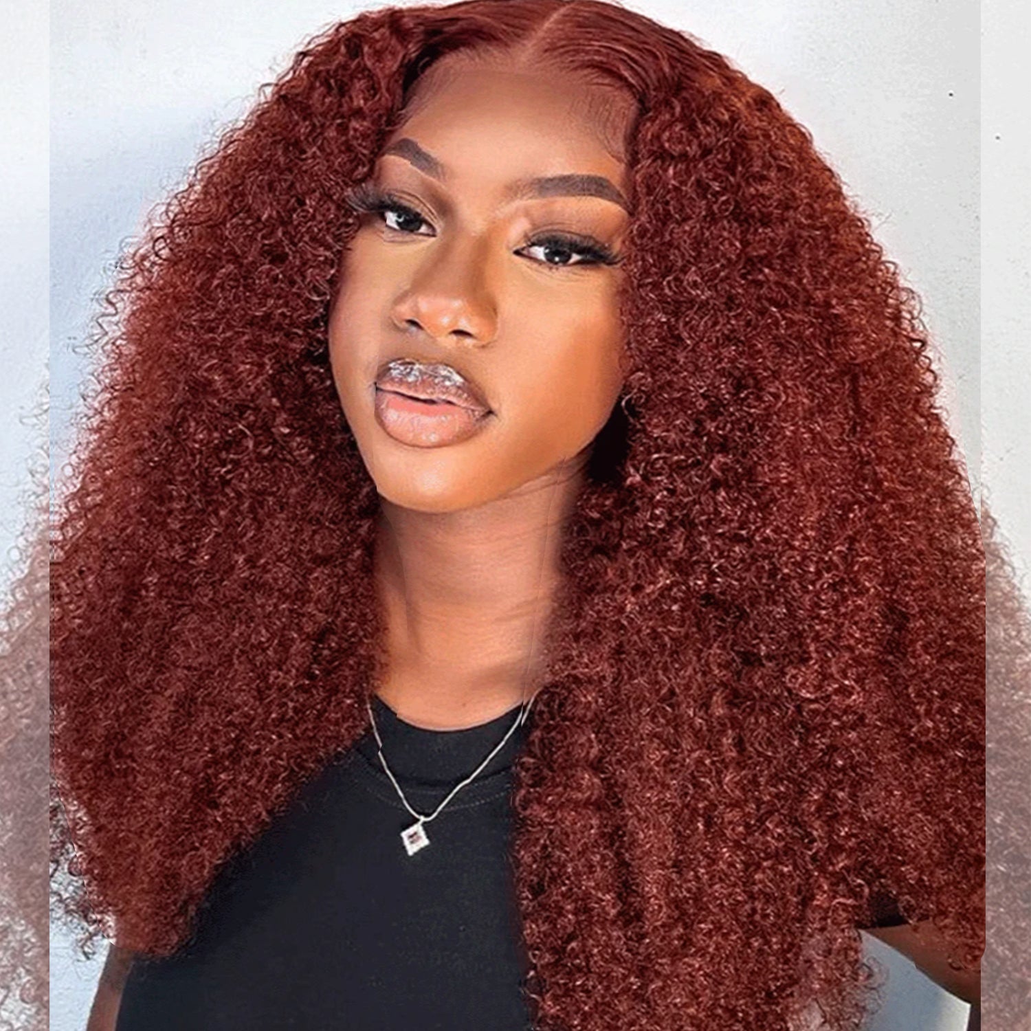 Reddish Brown #33 Curly 13x4 Lace Frontal Wig 100% Virgin Human Hair Wigs For Women