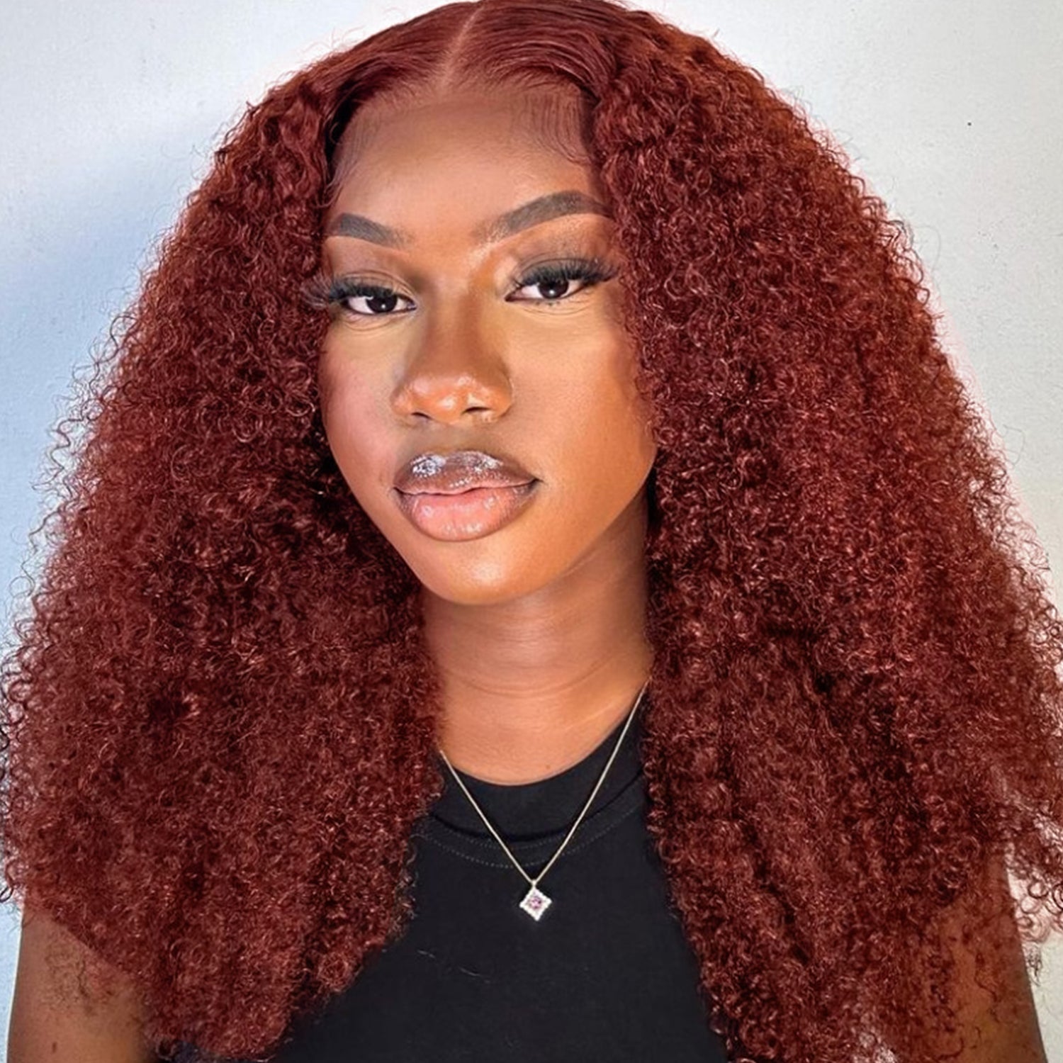 Reddish Brown #33 Curly 13x4 Lace Frontal Wig 100% Virgin Human Hair Wigs For Women