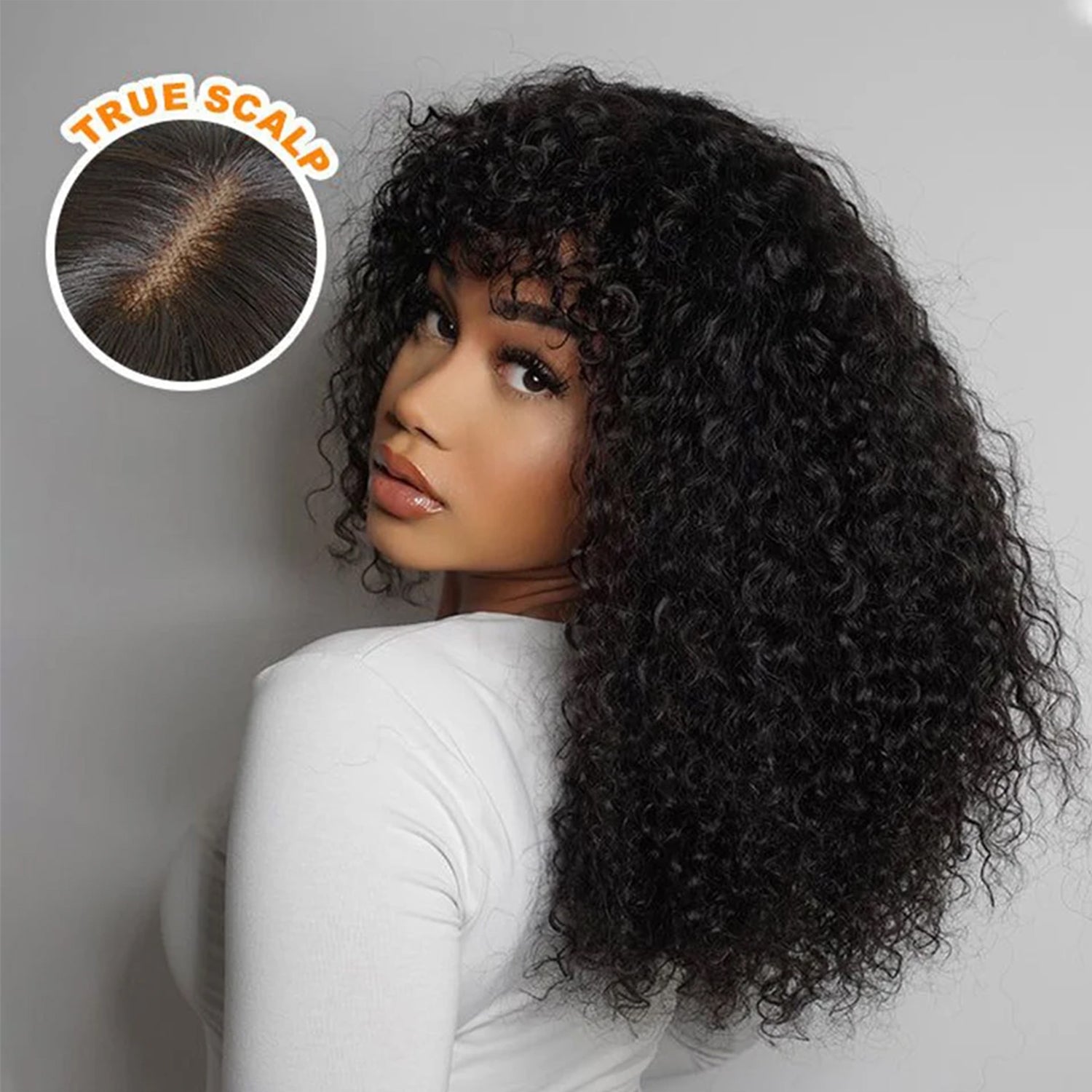 Put On To Go Jerry Curly No Lace Glueless Short Bob 100% Human Hair Wigs With Bangs