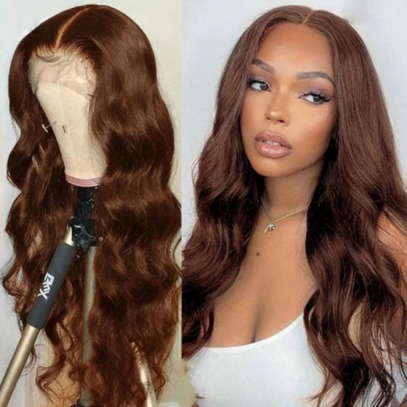 Chocolate Brown #4 Body Wave 13x4 Lace Front Human Hair Wigs For Women-Zlike