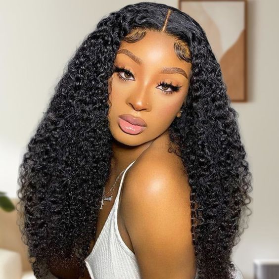 4x4 Thick Kinky Curly Human Hair Wigs Fluffy Curly Hair Transparent Lace Closure Wig-Zlike