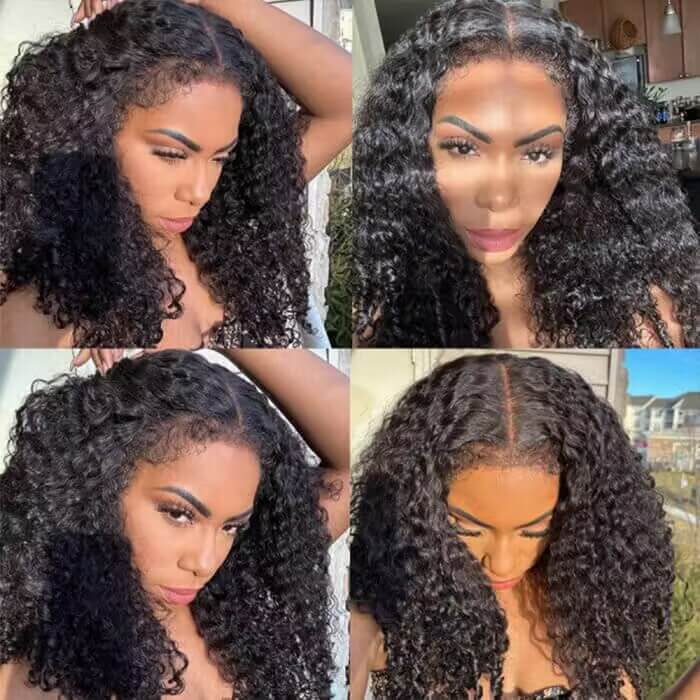 Zlike 4C Curly Edge Pre Cut Lace Closure Wigs 250% Density Human Hair Glueless Wigs