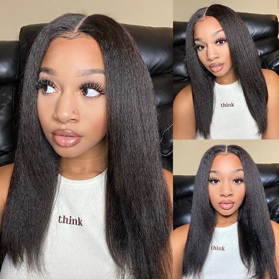 Yaki Straight Nautral Black 13x4 Lace Frontal Human Hair Wigs With Baby Hair | Flash Sale