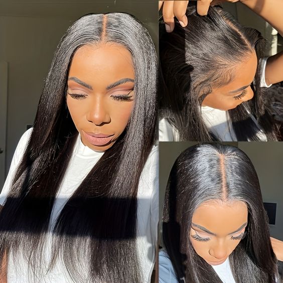 Invisi-Band Silky Straight 360 Transparent Lace Frontal Wigs Bleached Knots Pre Cut Human Hair Wigs