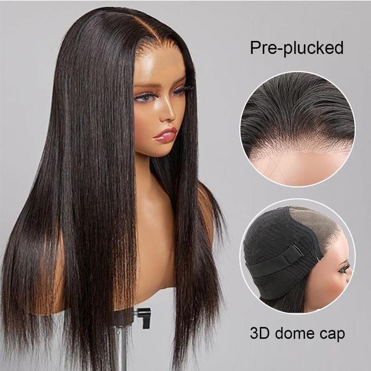 Pre Plucked Skily Straight Transparent Lace Wig High Density 100% Human Hair Wigs For Women