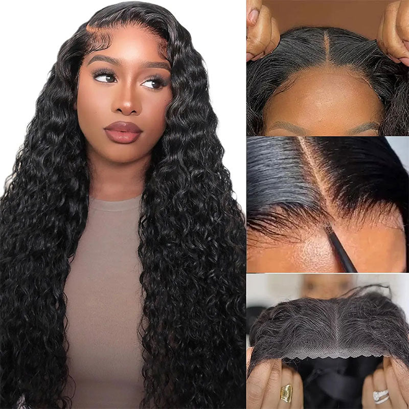 5x5 HD Swiss Lace Closure Wigs Wear Go Glueless Water Wave Human Hair Wigs