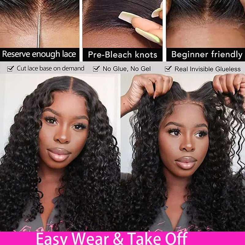 5x5 HD Swiss Lace Closure Wigs Wear Go Glueless Water Wave Human Hair Wigs