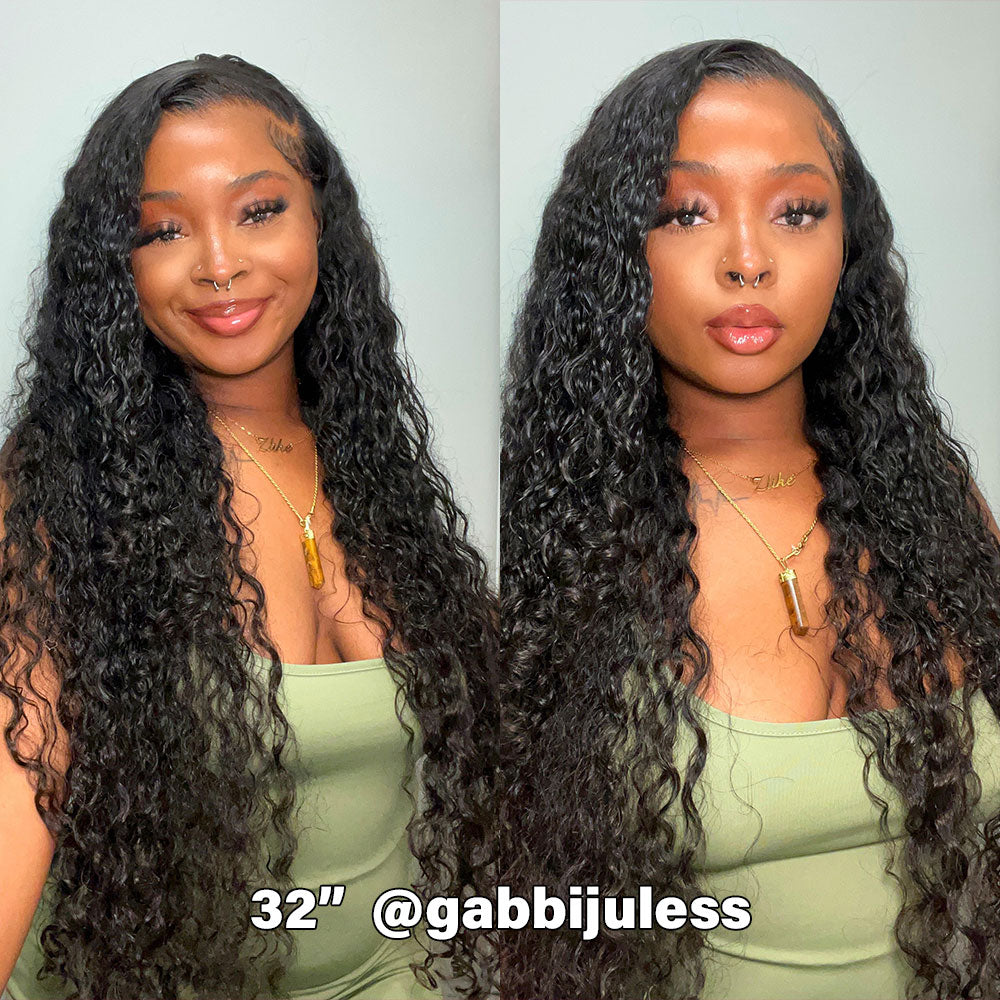 $199 for 26" Water Wave Transparent Lace Front Wig 100% Human Hair Wigs Natural Hairline Flash Sale