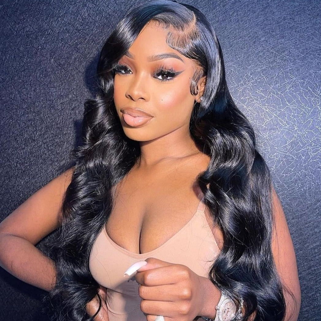 [Aicrelery] Real HD Lace Wigs Body Wave Pre Plucked 180% Density Human Hair Wigs