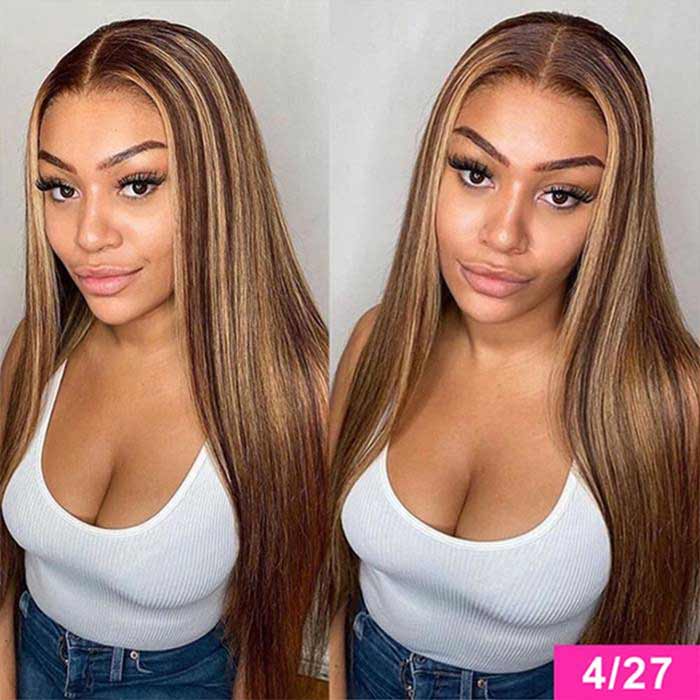 Highlight P4/27 Color Straight Hair Lace Front Wigs with Baby Hair Human Hair Wigs-Zlike