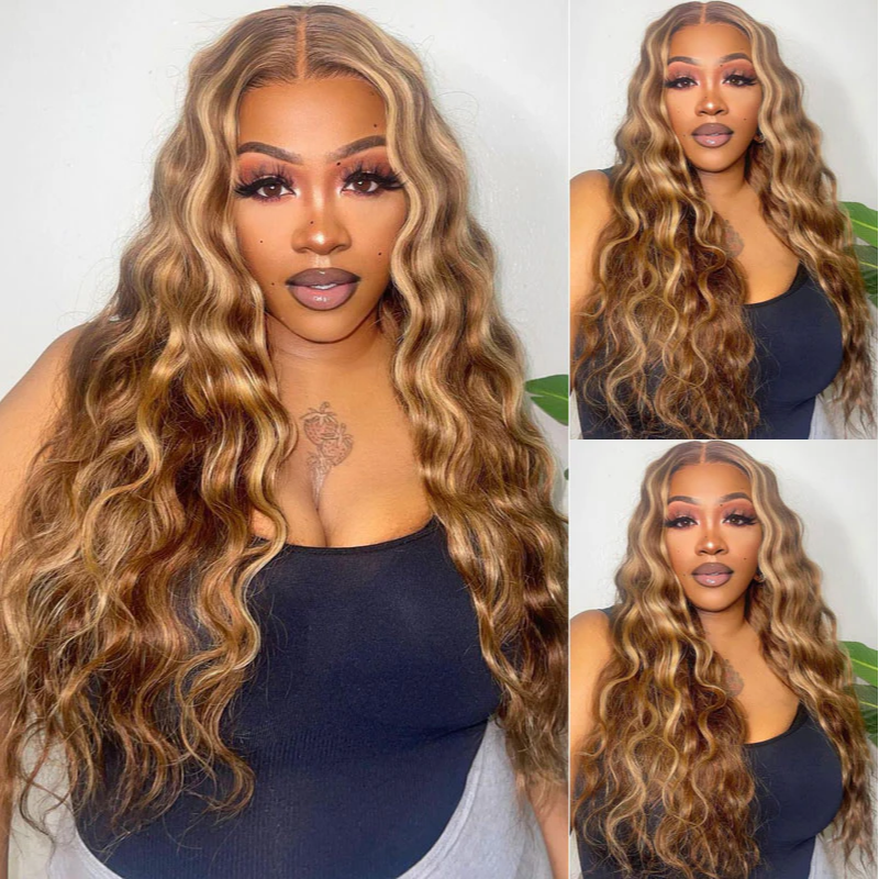 Body Wave Highlight P4/27 Lace Front Wig 100% Virgin Human Hair Wigs For Women