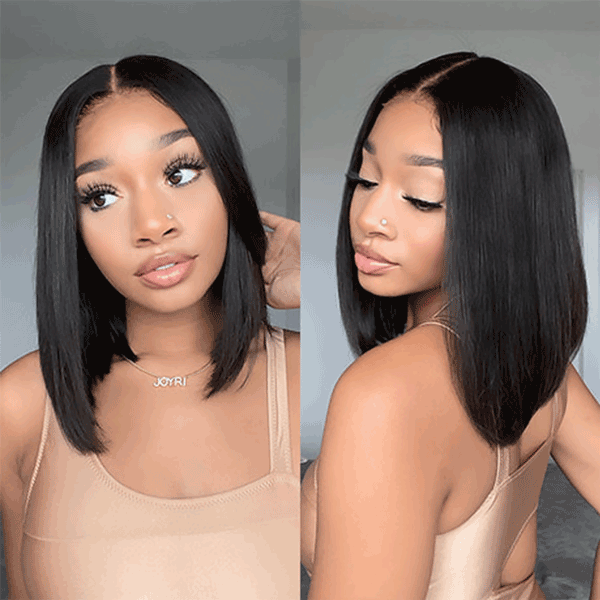 Glueless Invisible Lace Straight Short 4x4 Bob Human Hair Wigs | Flash Sale