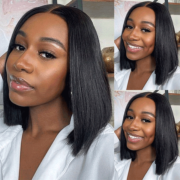 Glueless Invisible Lace Straight Short 4x4 Bob Human Hair Wigs | Flash Sale