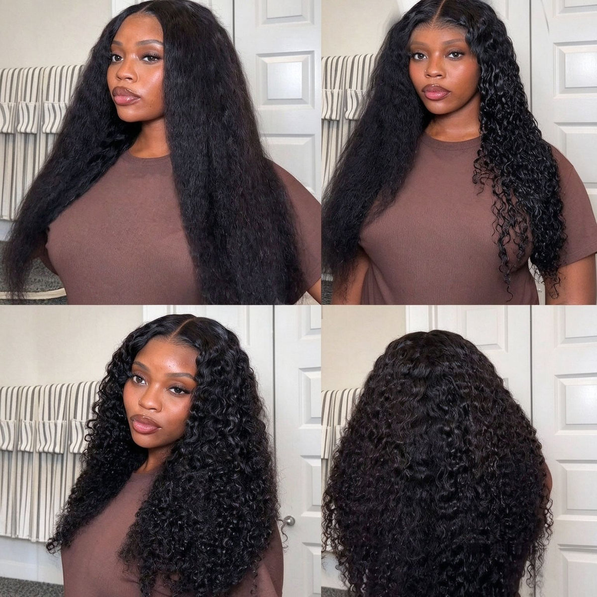 Zlike 2-In-1 Kinky Straight To Curly Wet & Wavy 13x4 Lace Wigs Pre-Cut Lace Pull Go Glueless Human Hair