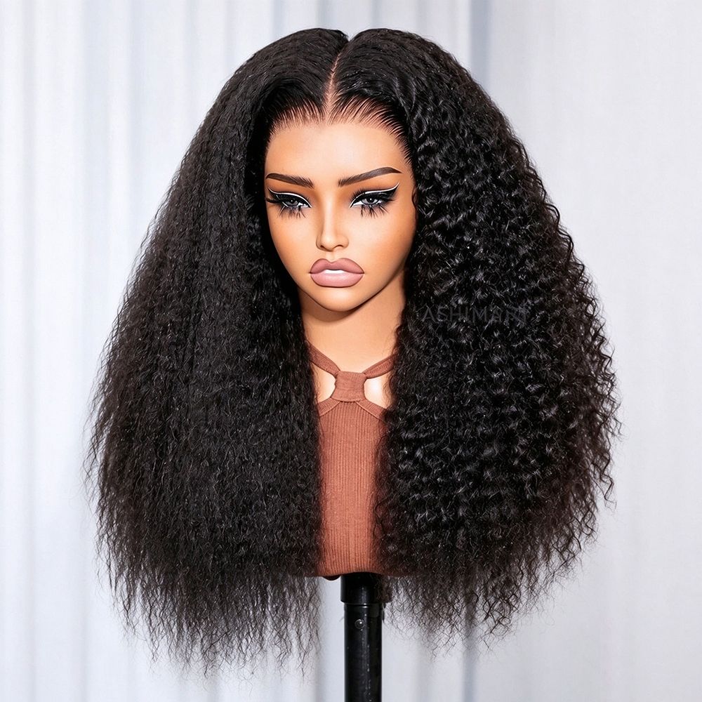 Zlike 2-In-1 Kinky Straight To Curly Wet & Wavy 13x4 Lace Wigs Pre-Cut Lace Pull Go Glueless Human Hair