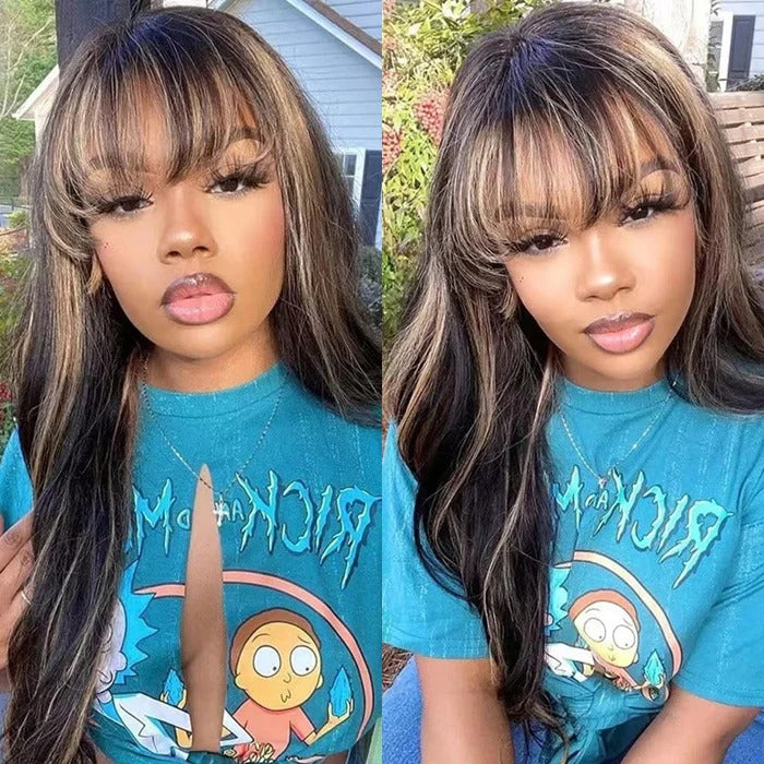 2Wigs = $189 | Water Wave Glueless Wig + Highlight Body Wave Wig With Bangs