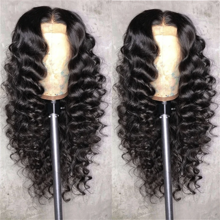 Zlike 300% High Density Loose Deep 13x6 Lace Front Glueless Human Hair Wigs Pre-Cut Lace With Drawstring Natural Color