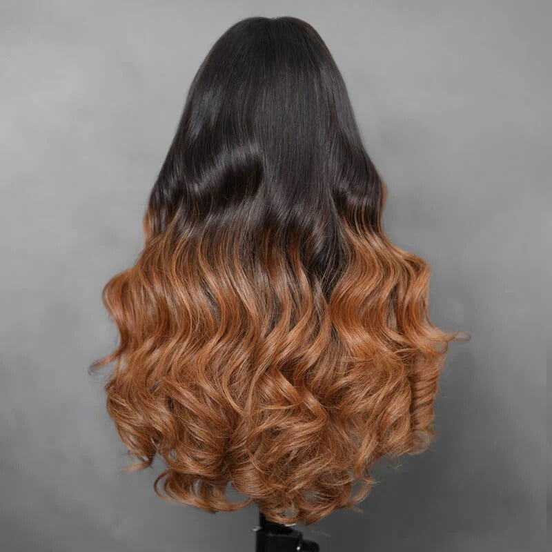 Zlike  7x5 Transparent Lace Body Wave Wigs Chestnut Brown Ombre Glueless Pre-Everything Put On and Go Human Hair Wigs for Women