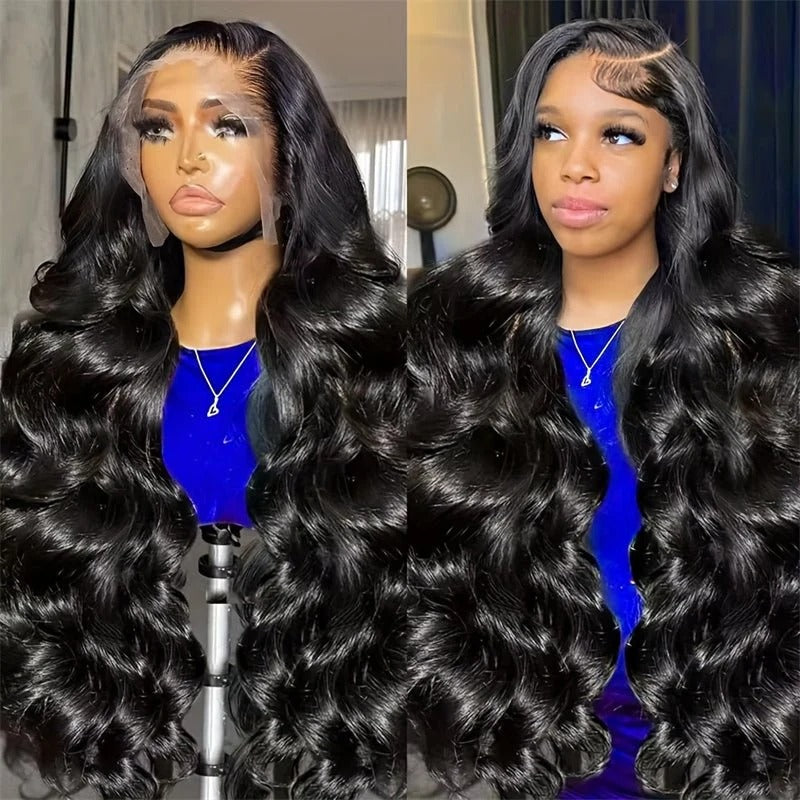 Zlike 13x6 Body Wave Transparent Lace Front Wigs Human Hair for Women Human Hair Wigs with Baby Hair Natural Black