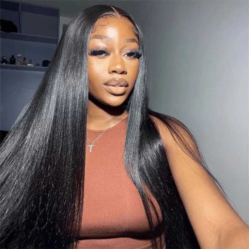Zlike 13x6 Lace Frontal Wigs Straight Hair Skinlike Transparent Lace Human Hair Wigs Long Inches Brazilian Virgin Hair