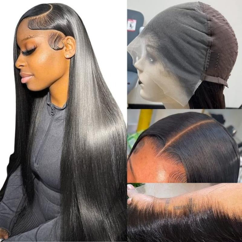 Zlike 13x6 Lace Frontal Wigs Straight Hair Skinlike Transparent Lace Human Hair Wigs Long Inches Brazilian Virgin Hair