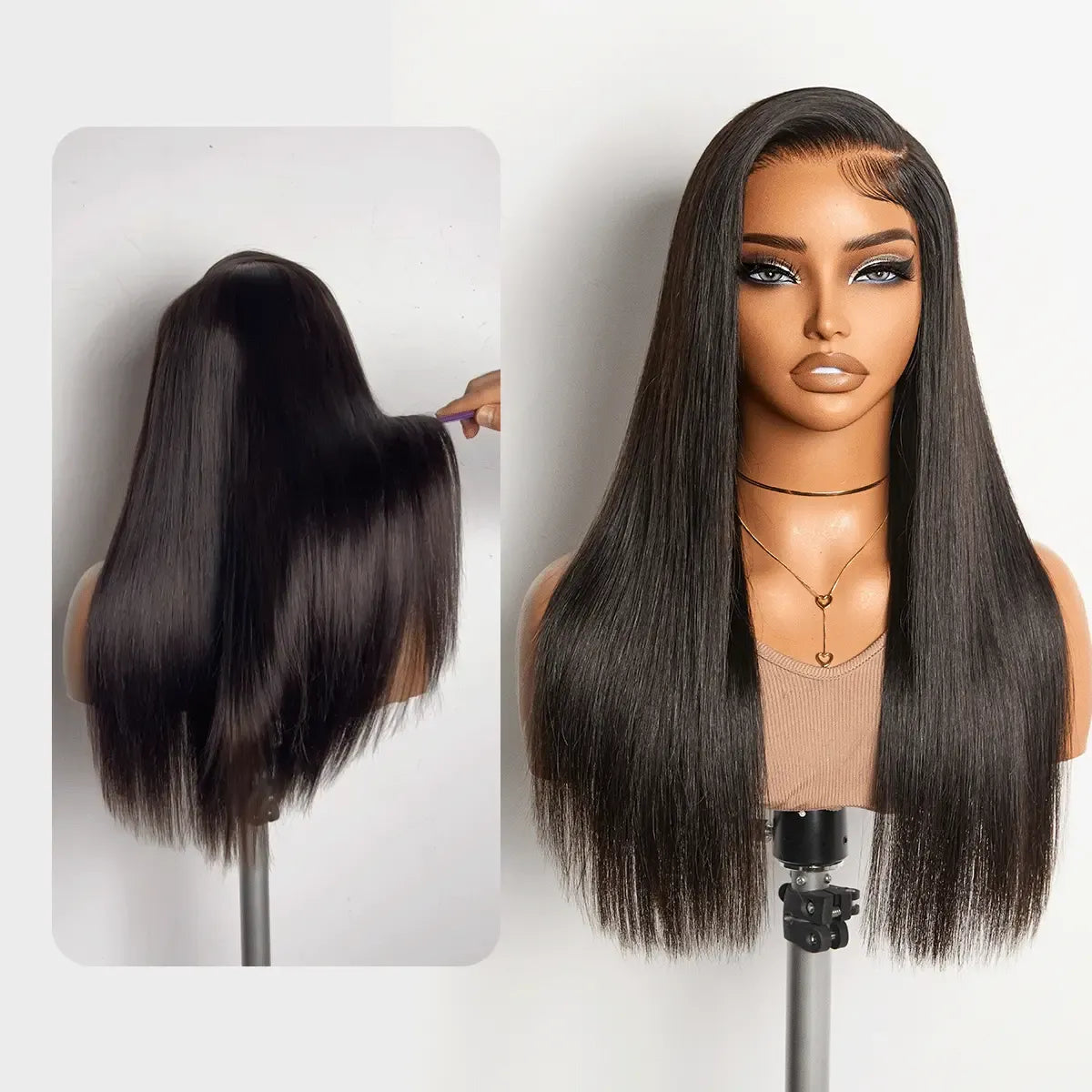 Zlike Invisi-band Straight Wigs Glueless 7x5 Closure Lace Human Hair Wigs With Drawstring