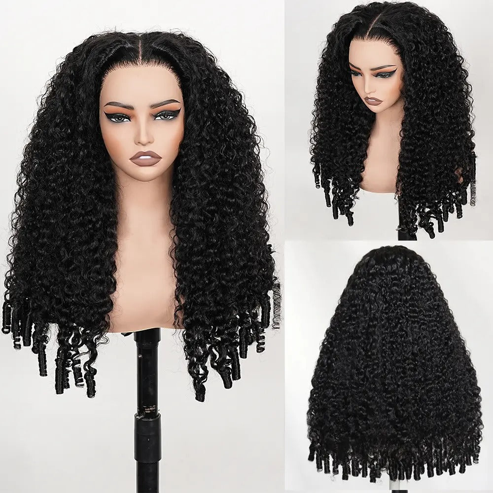 Zlike 13x6 Burmese Curly Ready To Wear Highlight Lace Front Glueless Wigs Human Hair for Beginners With Finger Coil Ends Pre Cut Lace