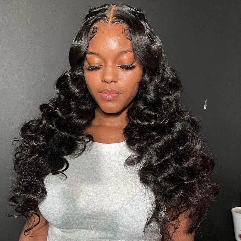 Zlike 300% High Density Loose Deep 13x6 Lace Front Glueless Human Hair Wigs Pre-Cut Lace With Drawstring Natural Color