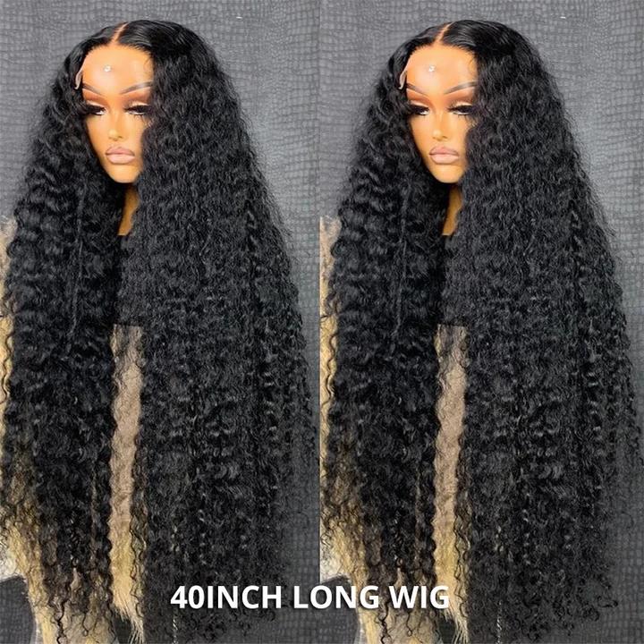 [40lnch Long Wig] Zlike Deep Wave Wigs 250% 13x6 Full Lace Front Wig Human Hair Natural Hairline