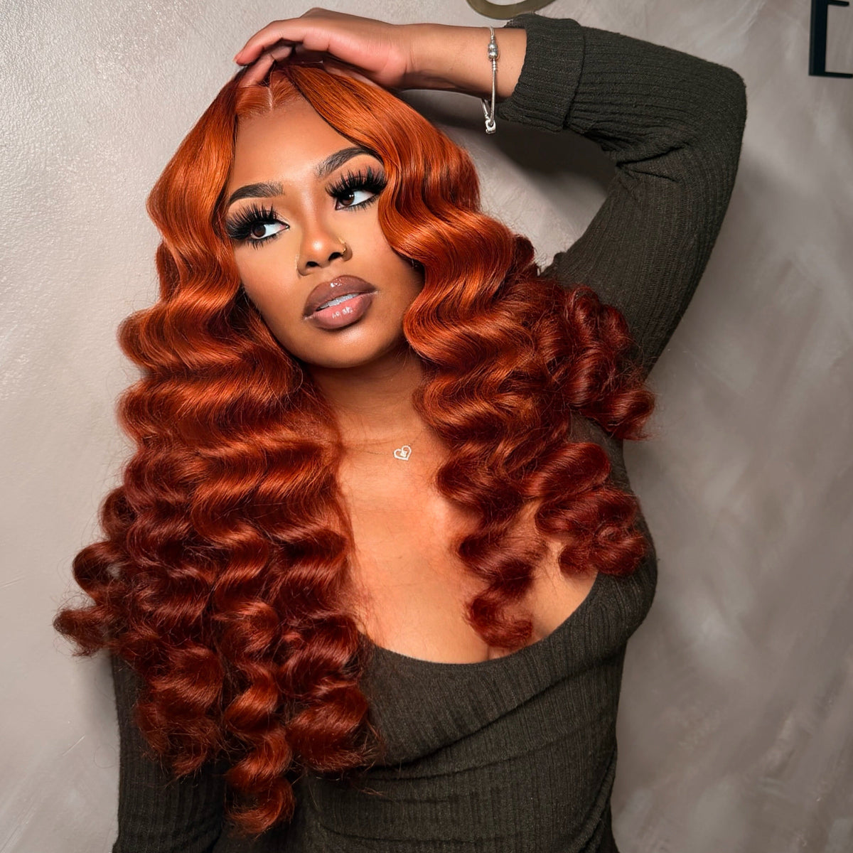 Zlike 300% Density #350 Ginger Orange Loose Deep Wigs Virgin Human Hair Transparent Lace Lace Front Wigs Super Double Drawn with Drawstring
