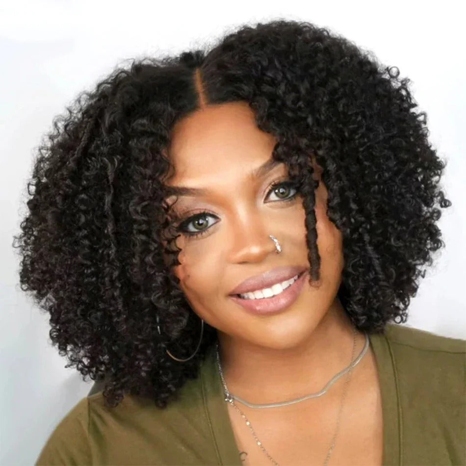 Zlike Coily Curly Wigs Pre-cut 7x5 Transparent Lace Closure Human Hair Wigs