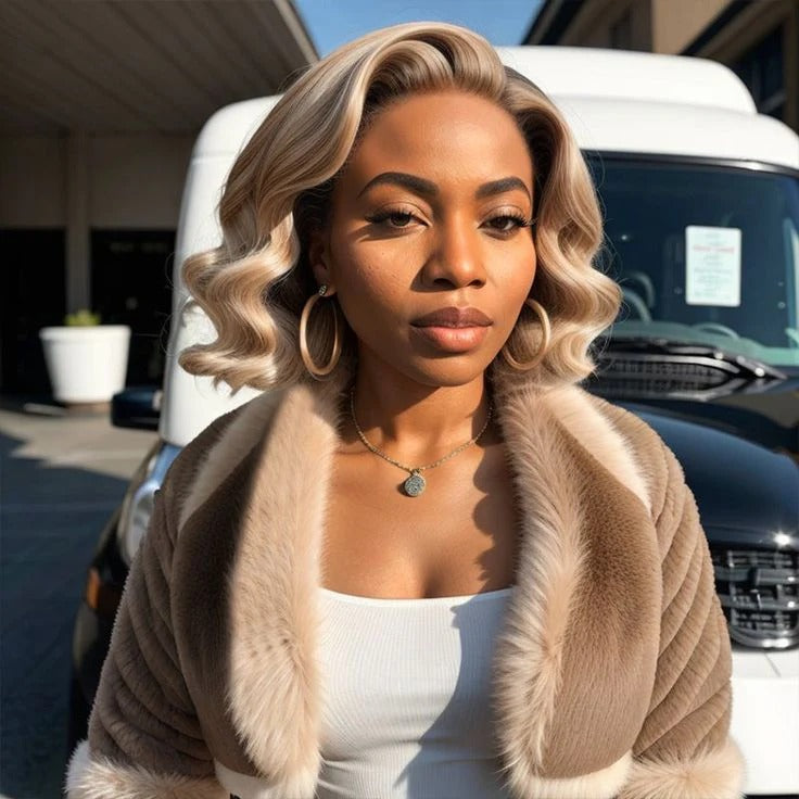 Zlike Blonde Highlight Bob Transparent Lace Wig Human Hair Wigs