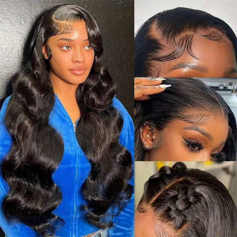 Zlike 13x6 Body Wave Transparent Lace Front Wigs Human Hair for Women Human Hair Wigs with Baby Hair Natural Black