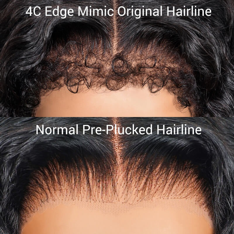 Zlike 4C Curly Edges Hairline Glueless Yaki Straight 7x5/13x4 Lace Frontal Wigs with Drawstring