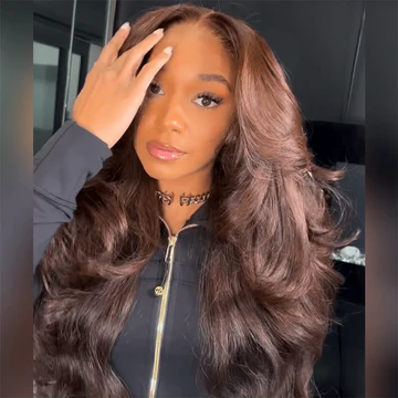 Zlike 300% Density Chocolate Brown Loose Wave Wigs Virgin Human Hair Transparent Lace Lace Front Wigs Super Double Drawn