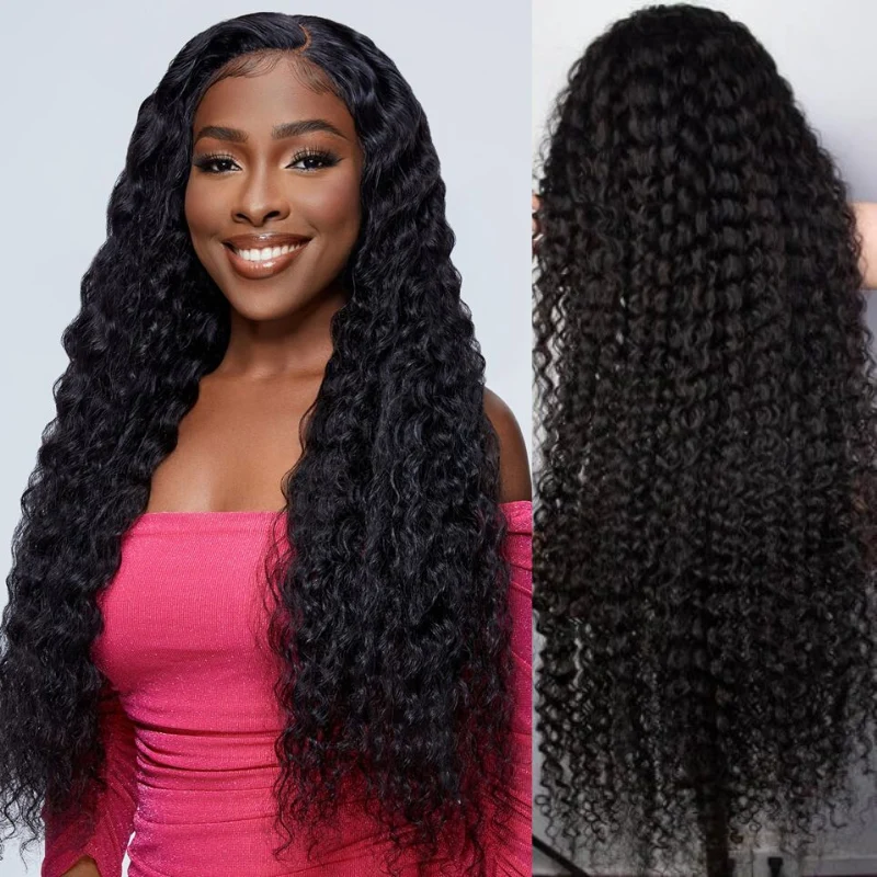 [40lnch Long Wig] Zlike Deep Wave Wigs 250% 13x6 Full Lace Front Wig Human Hair Natural Hairline
