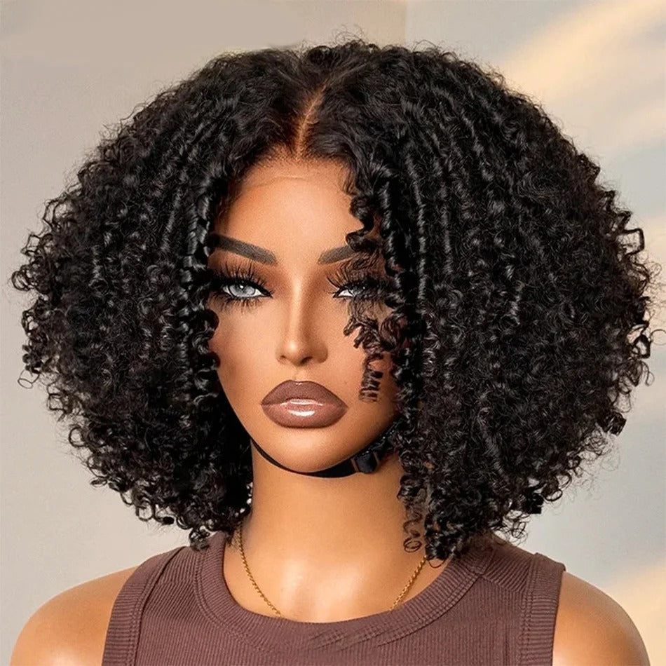 Zlike Coily Curly Wigs Pre-cut 7x5 Transparent Lace Closure Human Hair Wigs
