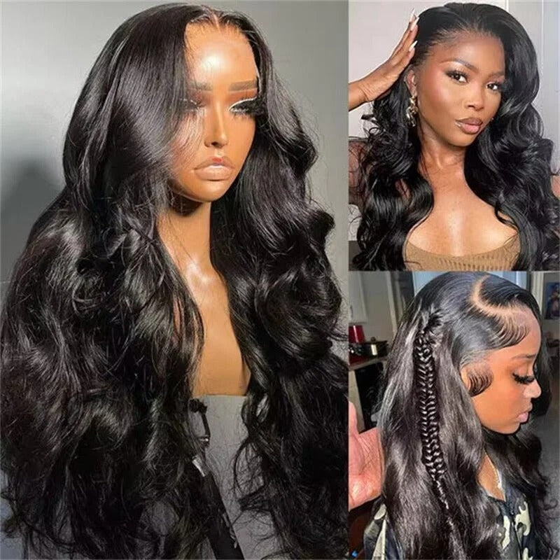 Zlike 13x6 Body Wave Transparent Lace Front Wigs Human Hair for Women Human Hair Wigs with Baby Hair Natural Black