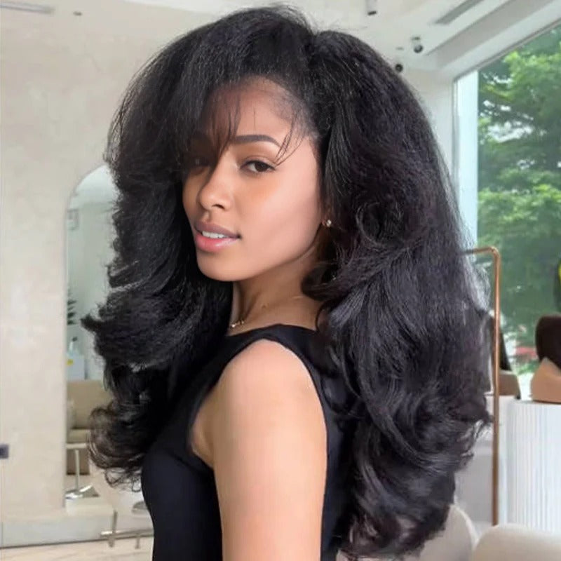 Zlike Yaki Loose Body Wave Wigs 13x4 Lace Front 100% Human Hair Wigs With Drawstring
