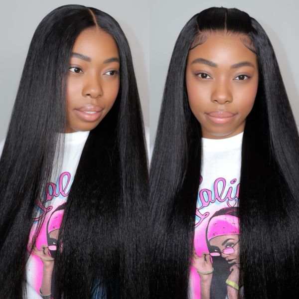 Yaki Straight 9x6 Glueless Lace Closure Human Hair Wigs Bleached Knots Pre-Plucked Natural Hairline