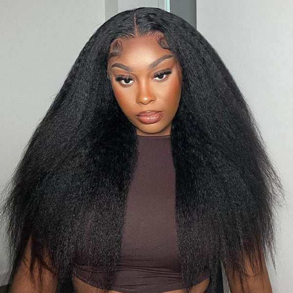 Yaki Straight 9x6 Glueless Lace Closure Human Hair Wigs Bleached Knots Pre-Plucked Natural Hairline