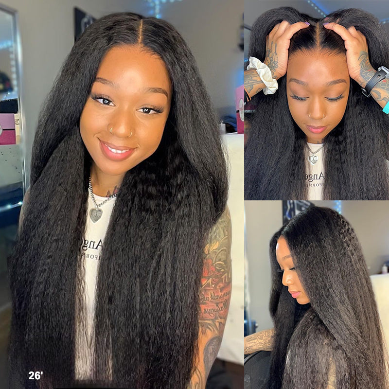 Yaki Straight 9x6 Glueless Lace Closure Human Hair Wigs Bleached Knots Pre-Plucked Natural Hairline